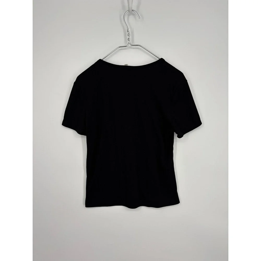 Tuckernuck Blouse Womens XL Black Knit Ribbed Pullover Tee Scoopneck - Picture 3 of 7